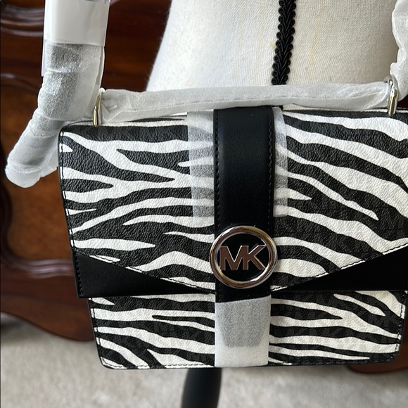MK Greenwich Small Zebra Print Calf Hair Crossbody Bag - Picture 8 of 16
